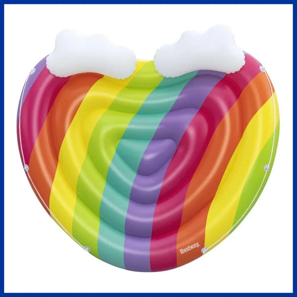 NIB Rainbow Dreams Pool Island 2-Person Inflatable Float/Raft by H2OGO! 64"x58" - Picture 6 of 10
